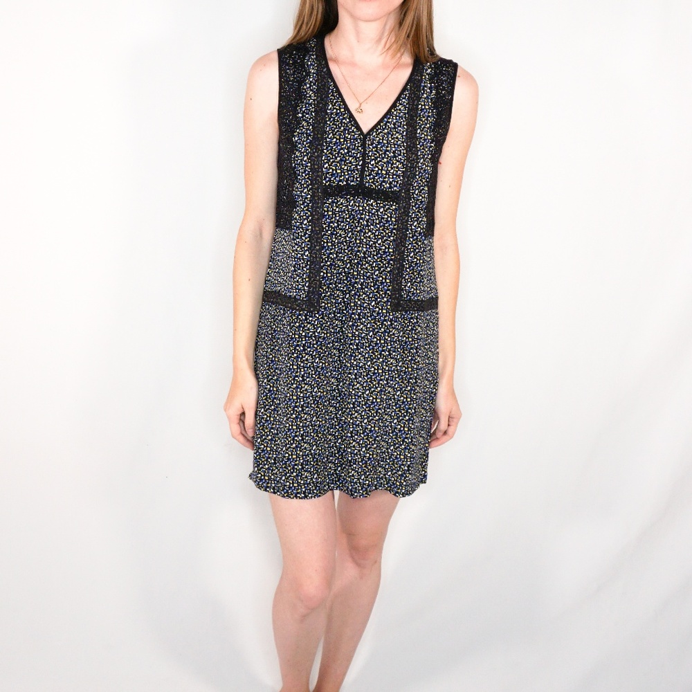 SANDRO Abstract Confetti Floral Lace Trim Dress - Picture 1 of 6
